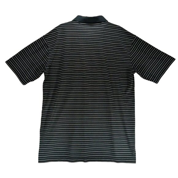 Nike Golf Polo Shirt Mens Large Black White Striped Short Sleeve Dri Fit - Picture 2 of 6